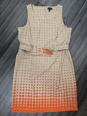 Voir Voir Cream Sheath Dress with Orange Polka Dot Gradient Size 18